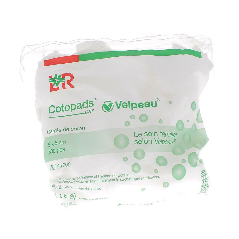 Coton 5x5Cm 500 Pieces Velpeau Cotopads Lohmann Rauscher