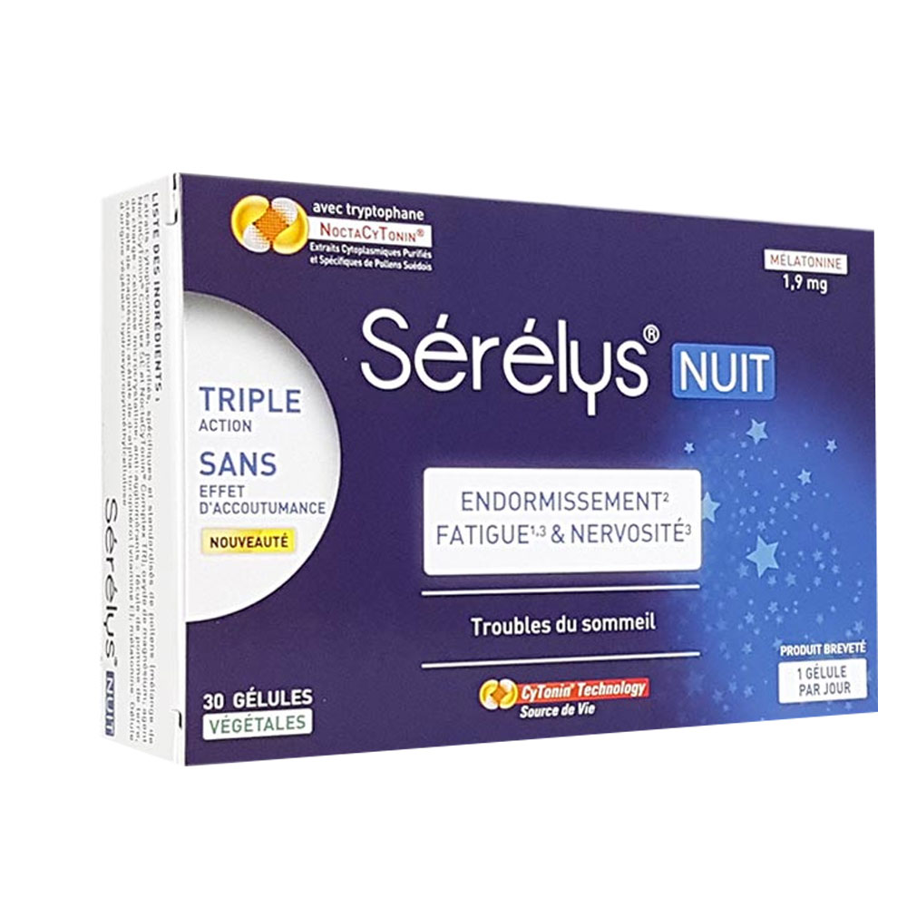 Serelys Pharma Endormissement Fatigue et Nervosité Nuit 30 gélules végétales