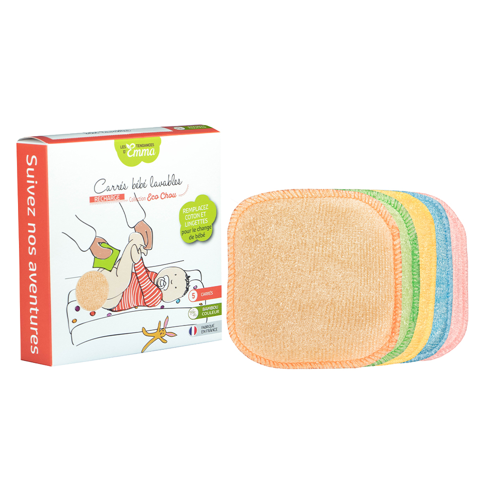 Les Tendances D'Emma Carrés Bébé Lavables Bambou Colores x5