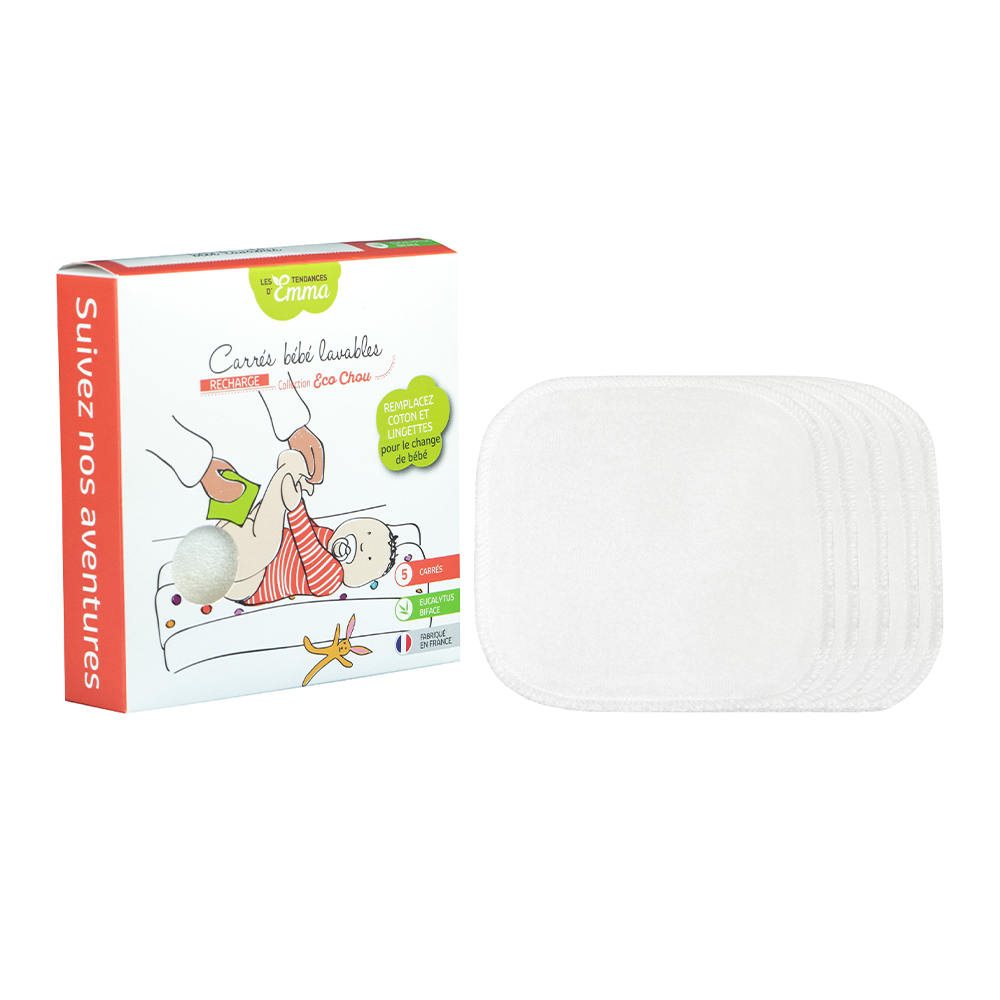 Les Tendances D'Emma Eco Chou Carrés Bébé Lavables Eucalyptus x5