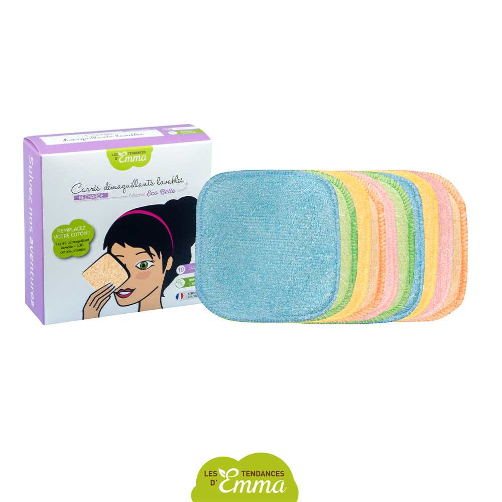Les Tendances D'Emma Eco Belle Carrés Démaquillants Lavables en Bambou Couleur x10