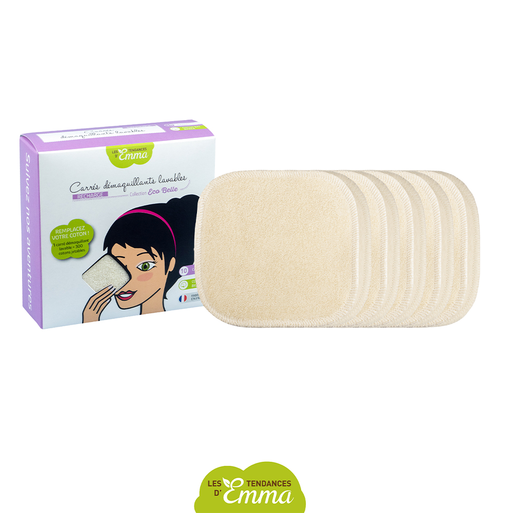 Les Tendances D'Emma Carres Demaquillants Lavables Biface Coton Bio X10 Eco Belle