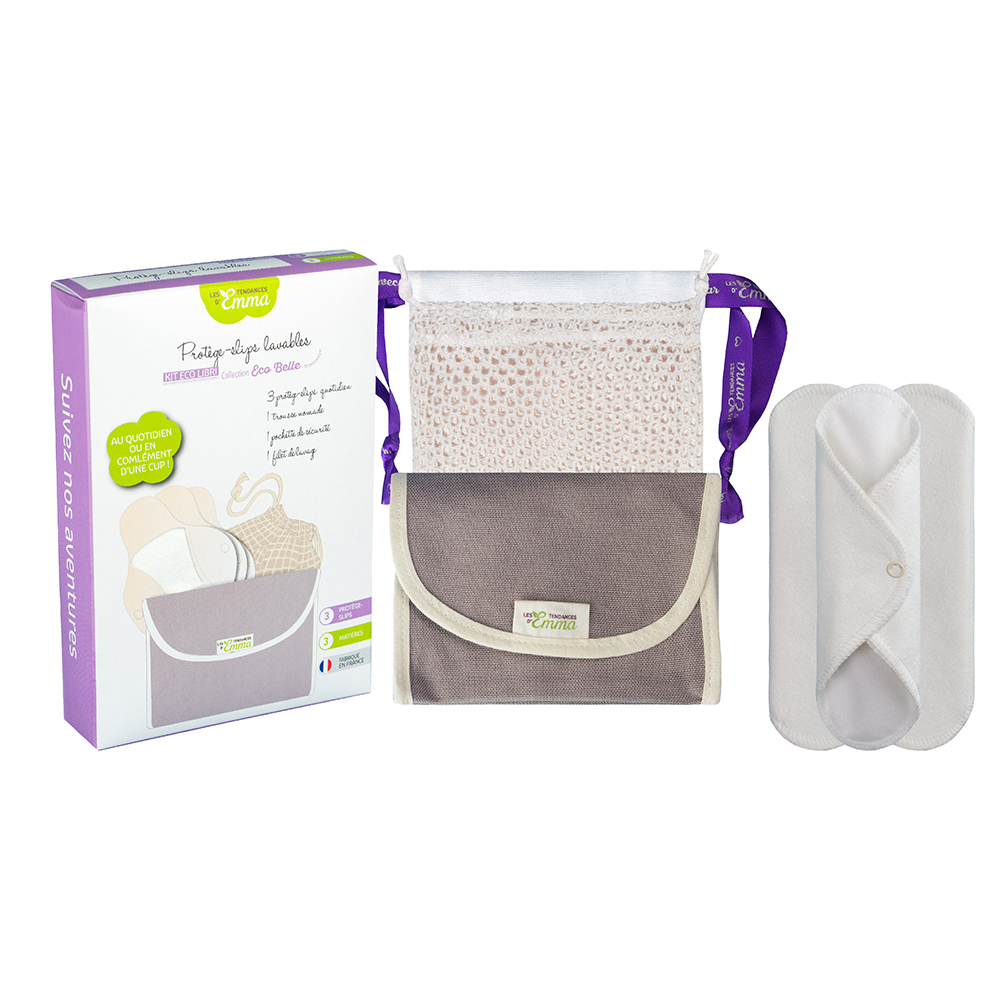 Les Tendances D'Emma Eco Belle Kit Eco-Libri 3 Protege-slips Quotidiens Lavables & Trousse De Transport