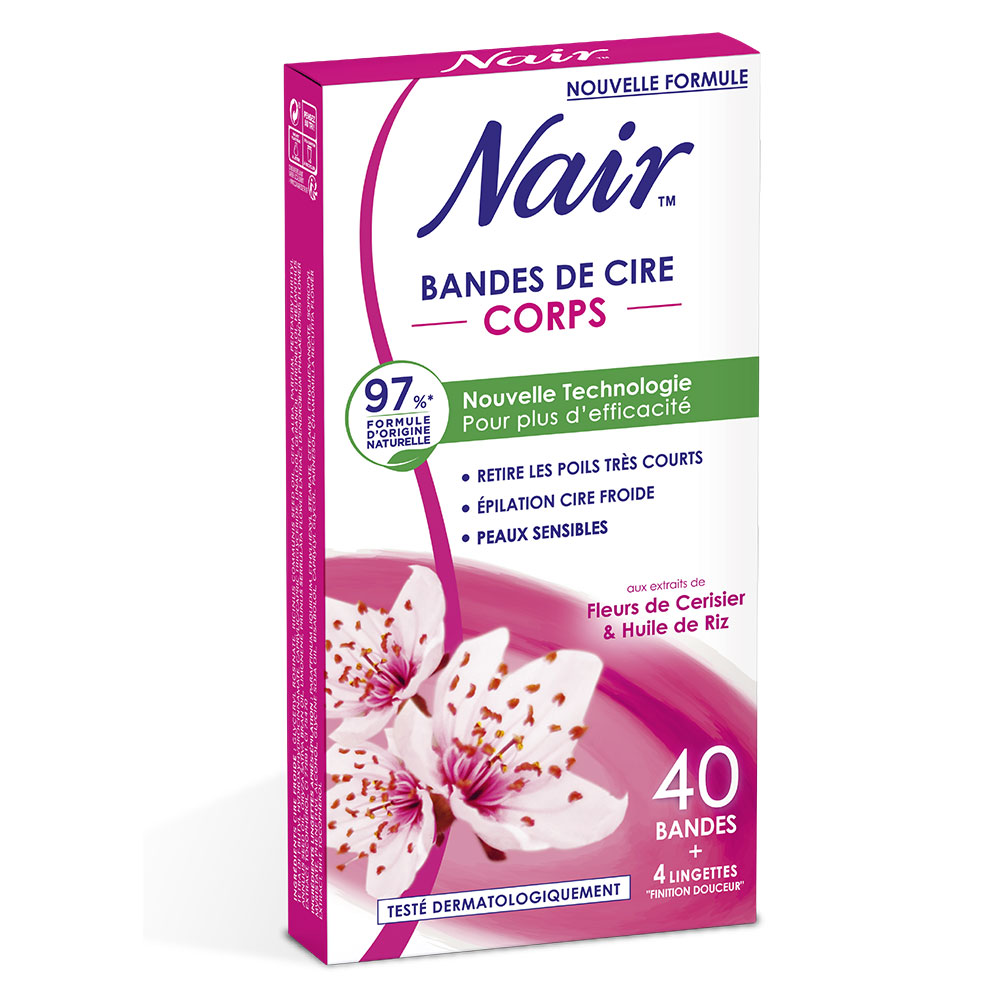 Nair Bandes de cire froide fleurs de cerisier & huile de riz Jambes x40