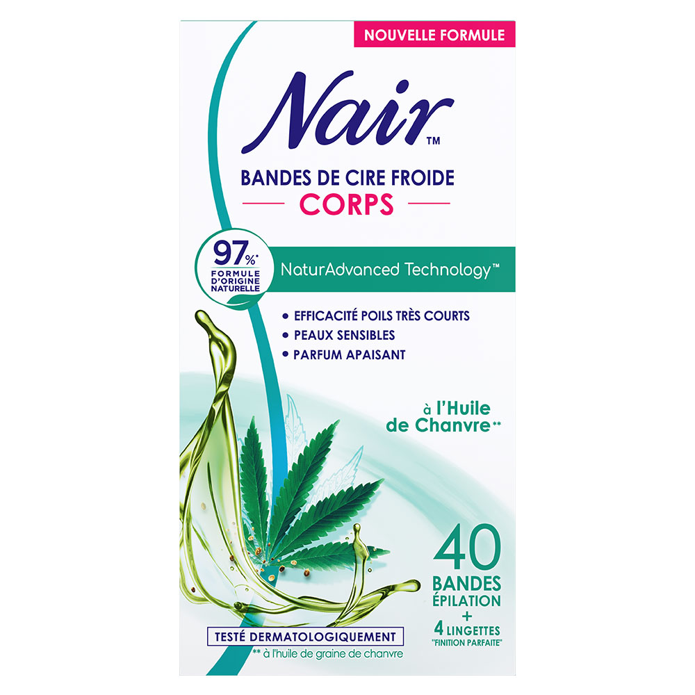 Nair Bandes de cire froide à l'huile de chanvre Corps x40