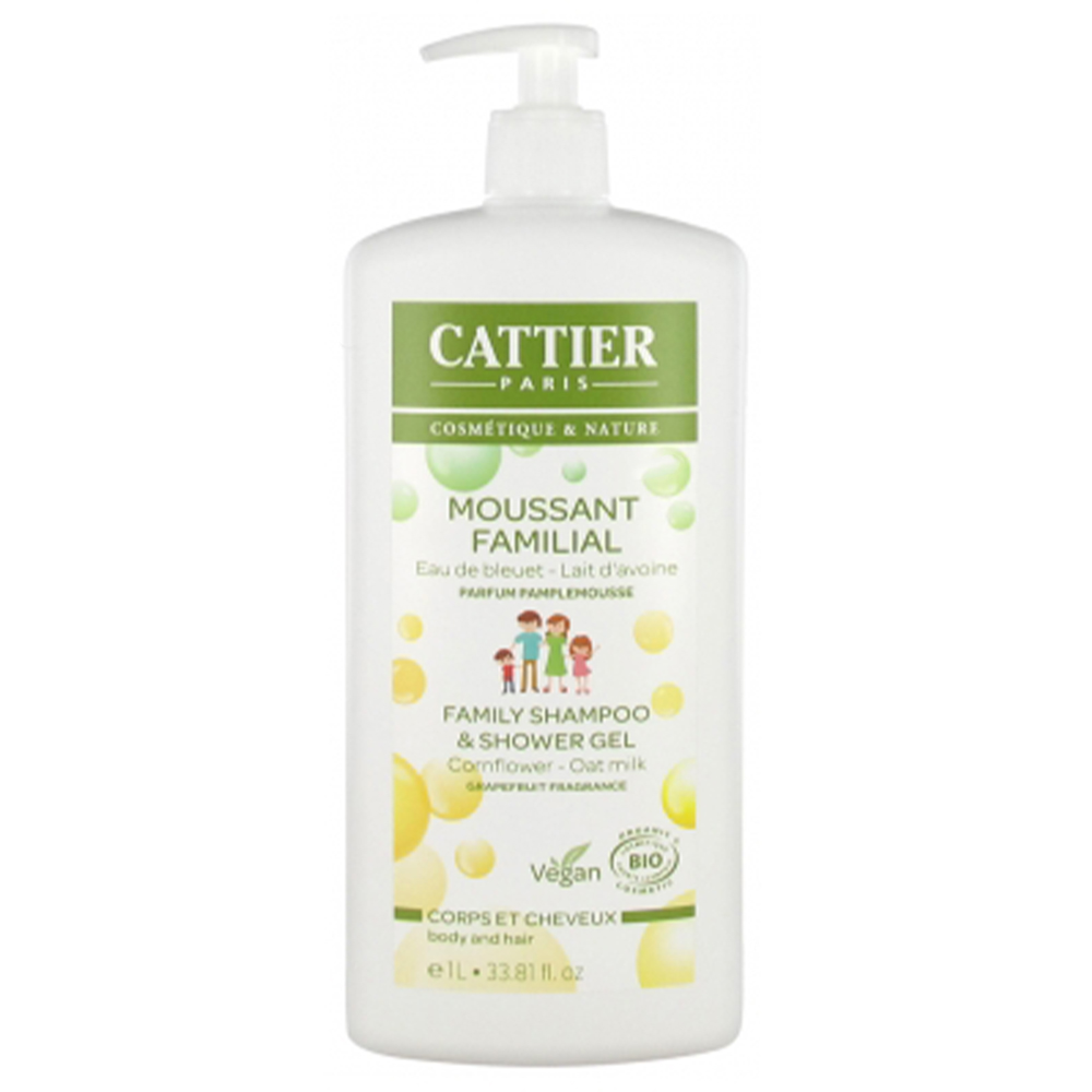 Cattier Moussant Familial Corps Et Cheveux Bio parfum pamplemousse 1l