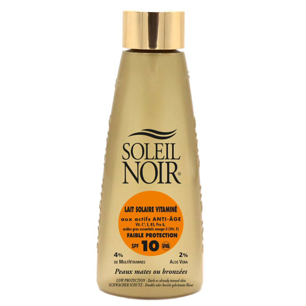 Soleil Noir N°70 Lait solaire Vitamine Anti-âge Peaux Mates Ou Bronzées Spf10 150ml