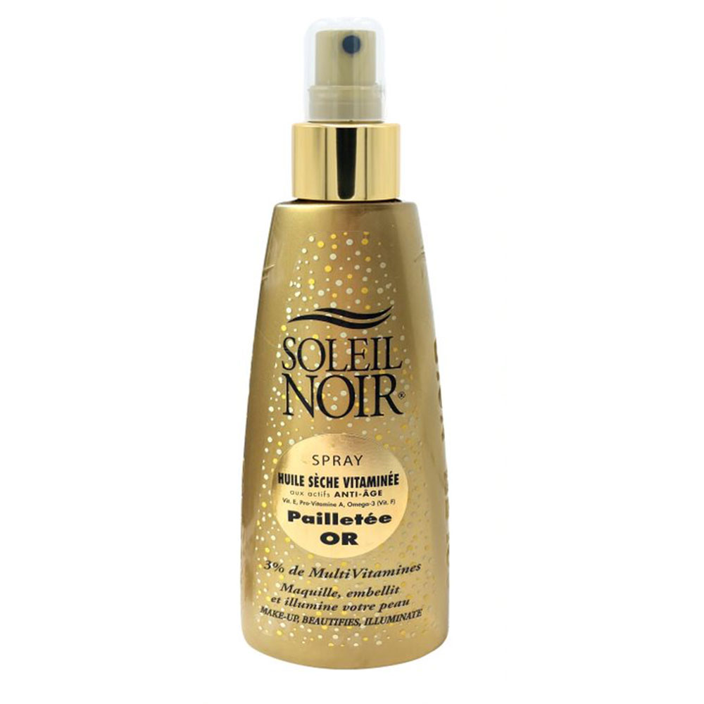 Soleil Noir Spray Huile Sèche Vitaminée Pailletée Or 150ml