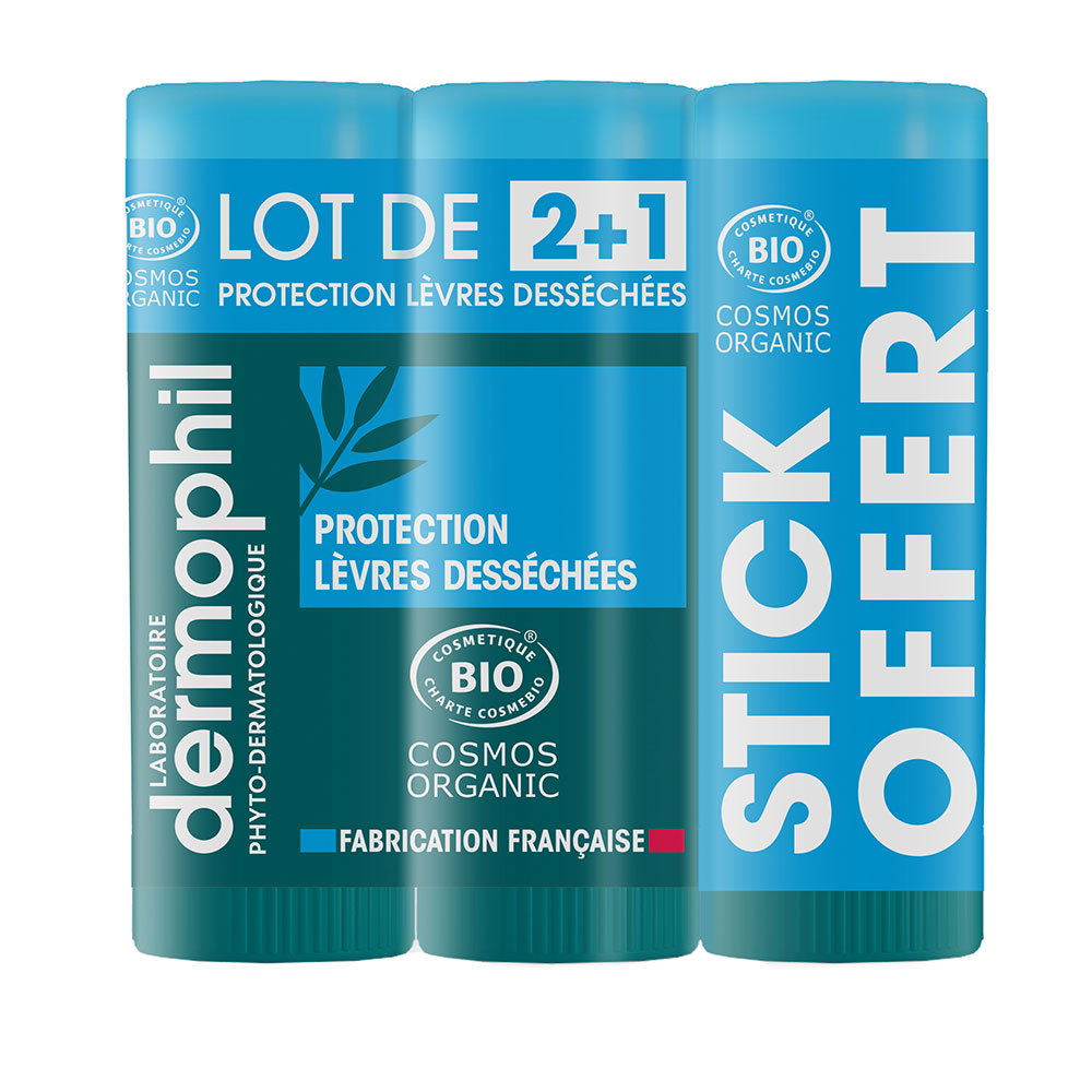 Dermophil Indien Stick Levres Protection Levres Dessechees Dermophil bio 3x4g