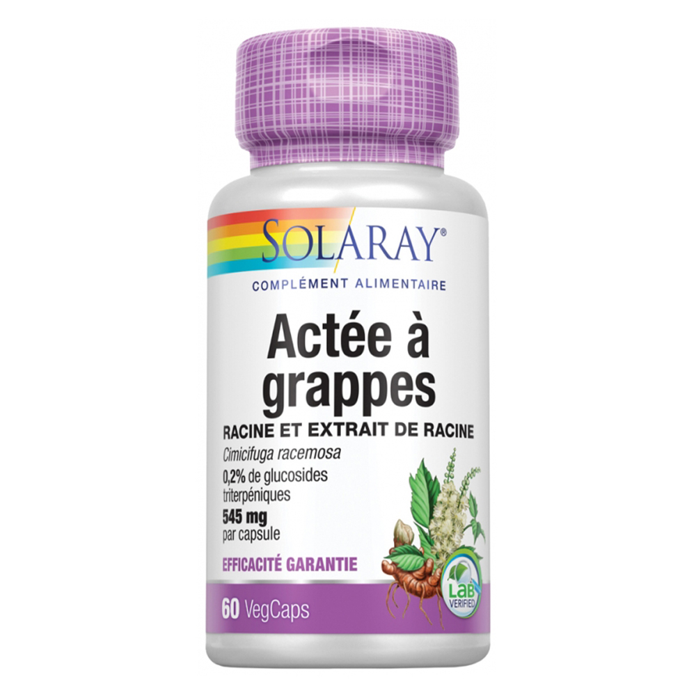 Solaray Actée à grappes Cimicifuga Racemosa standardisé 545 mg x60 capsules végétales