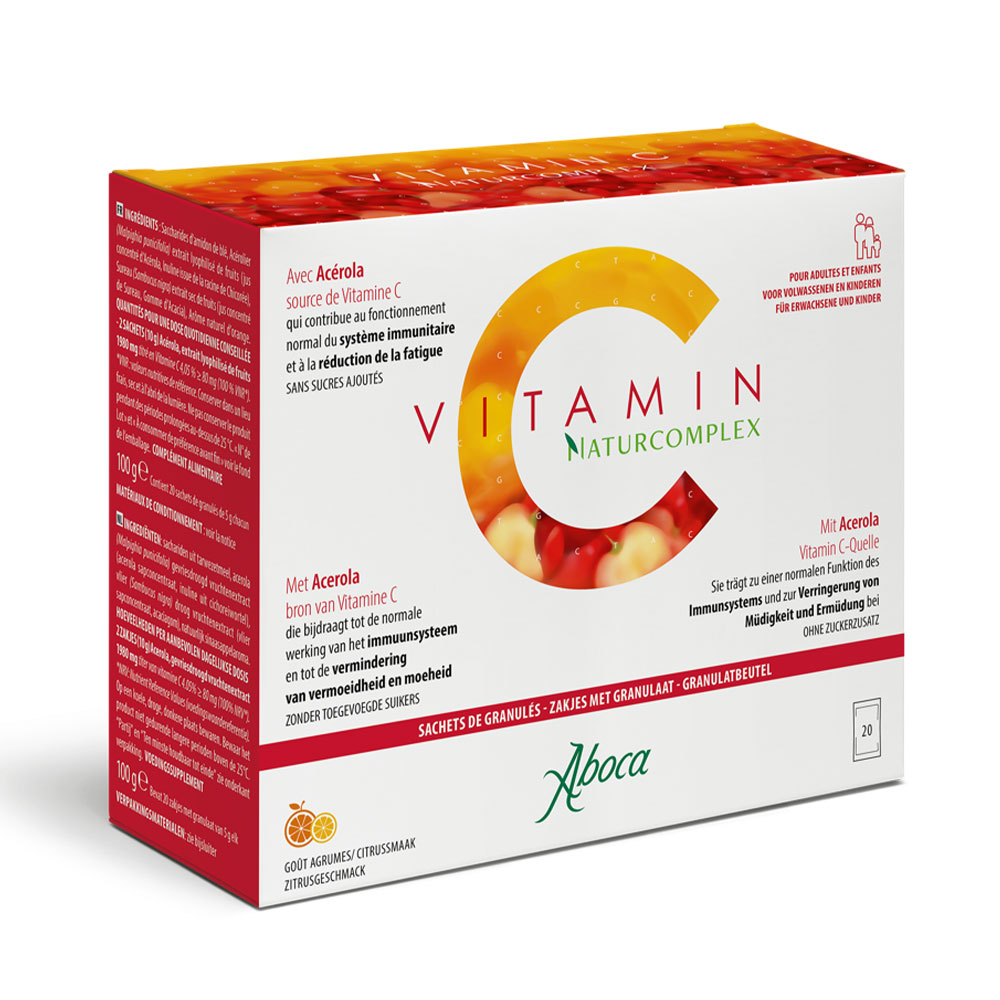 Aboca Défenses immunitaires Vitamin C Naturcomplex 100% Naturel Avec Acérola 20 sachets de Granulés
