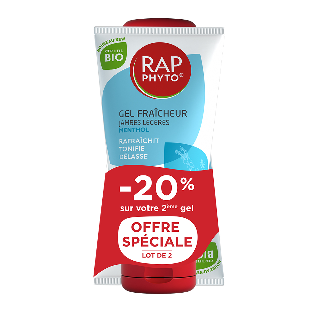 Rap Phyto Gel Fraîcheur Menthol Bio Jambes Légères 2x150 ml