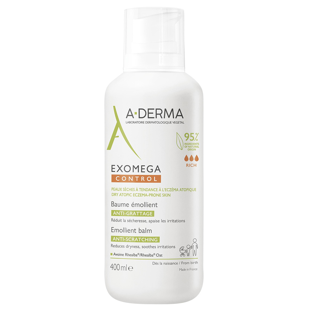 A-Derma Exomega Control Baume Emollient Peaux Sèches A Tendance A L'Eczéma Atopique 400ml