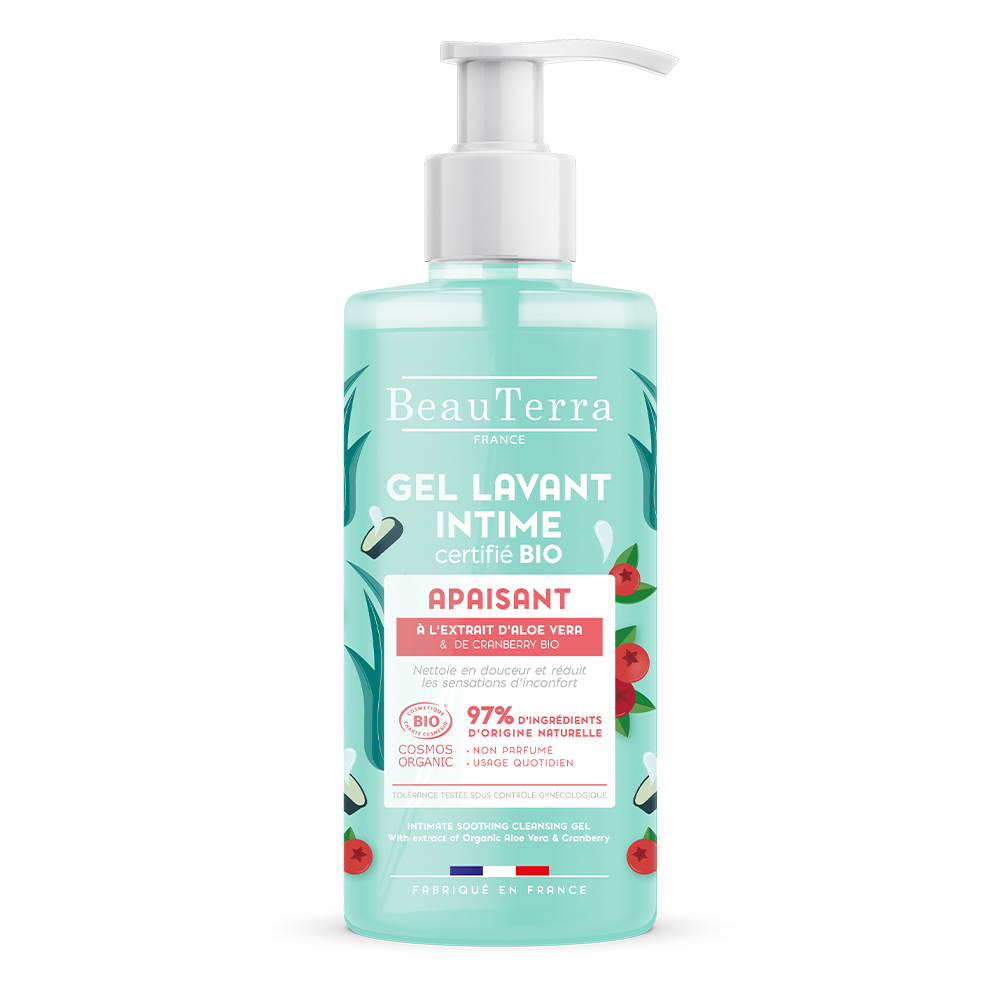 Beauterra Gel Nettoyant Intime Apaisant Aloe Vera et Cranberry Bio 500ml