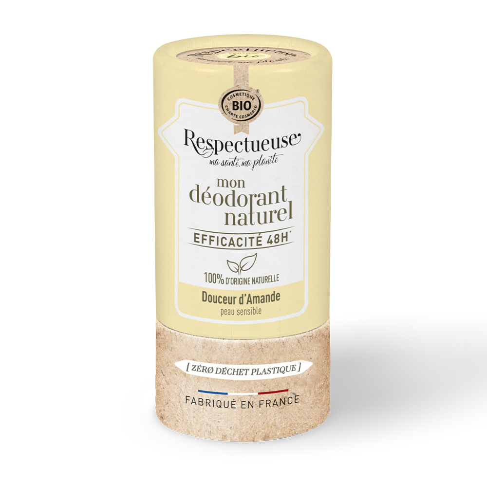 Respectueuse Mon Déodorant Naturel Efficace 48h Bio Peau Sensible Douceur d'Amande 50g
