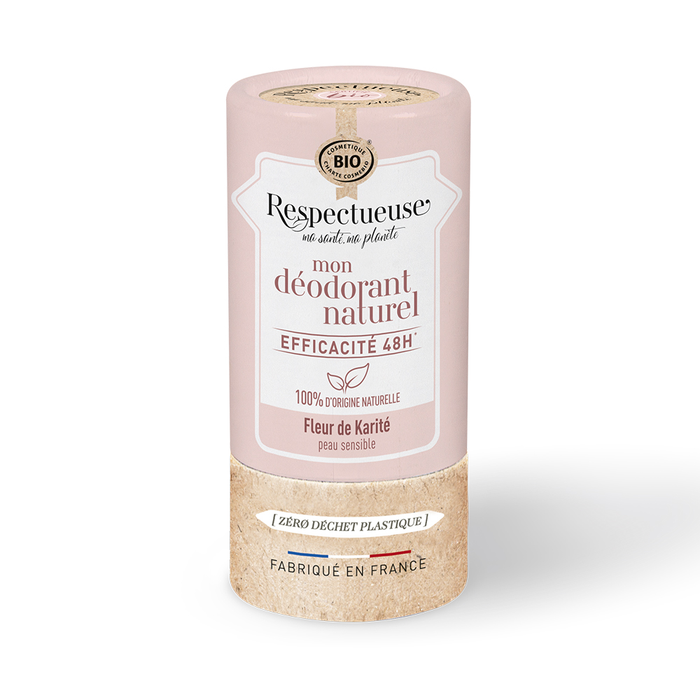 Respectueuse Mon Déodorant Naturel Efficace 48h Bio Peau Sensible Parfum Fleur de Karité 50g
