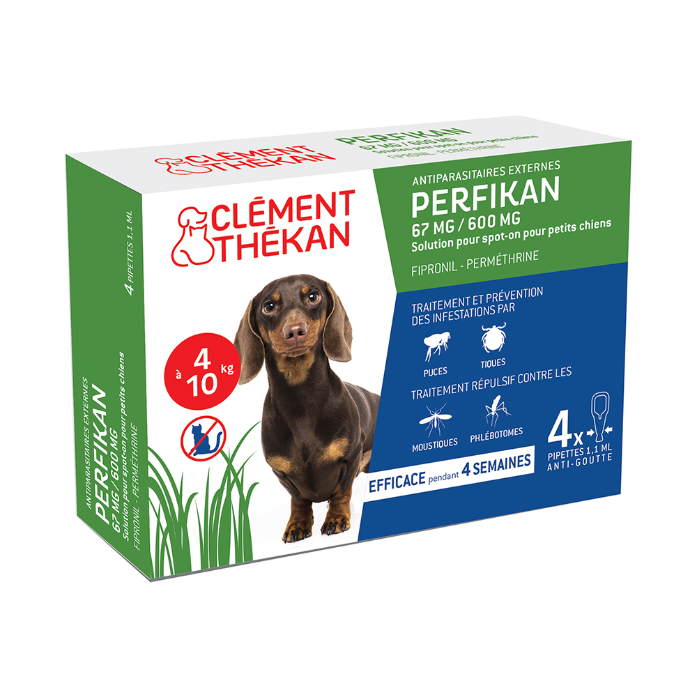 Clement-Thekan Anti-Puces Anti-Tiques Chien 4-10kg 4 Pipettes