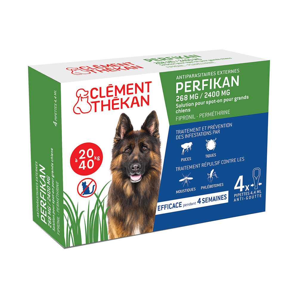 Clement-Thekan Anti-Puces Anti-Tiques Chien 20-40kg 4 Pipettes