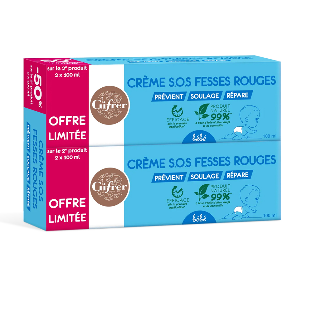 Gifrer Crème SOS Fesses Rouges Bébé 2x100ml