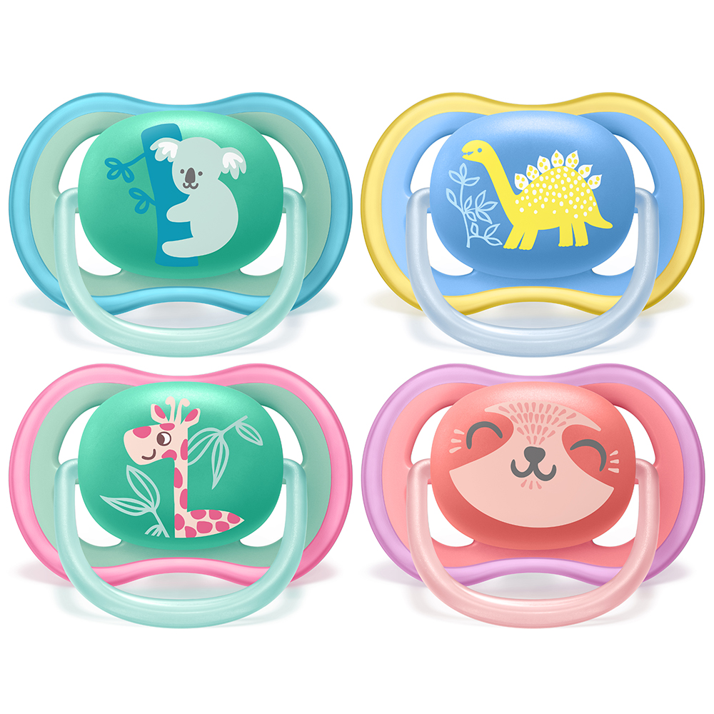 Sucette Orthodontique Collection Animaux Rigolos x2 Ultra-Air 18 Mois et Plus Avent