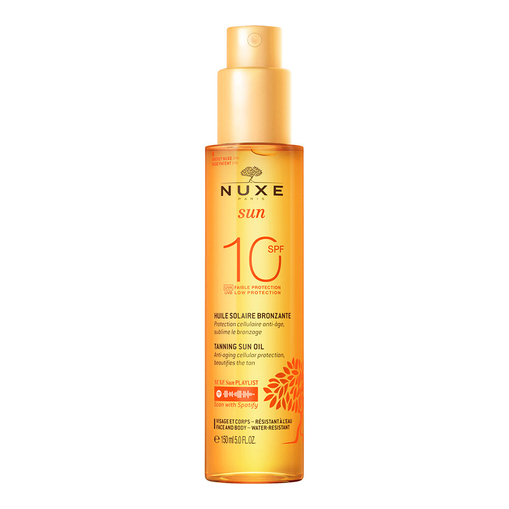 Nuxe Sun Huile Bronzante Anti-age Faible Protection Spf10 Visage Et Corps 150ml