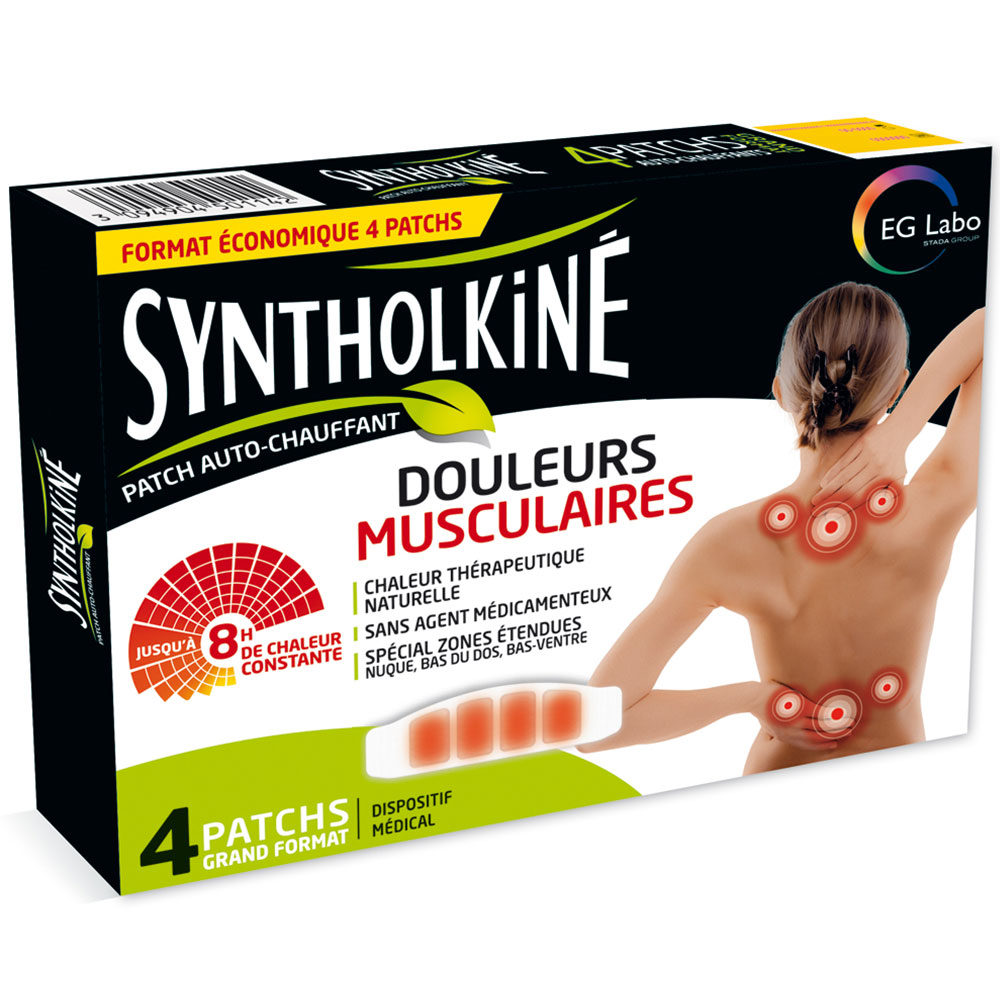 EG Labo SyntholKiné Patchs Chauffant 8h Douleurs Musculaires x4