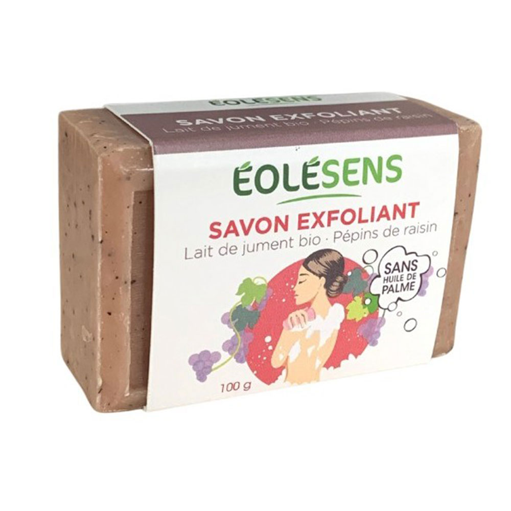 Eolesens Savon Exfoliant Lait de Jument Bio et Pépins de Raisin 100g