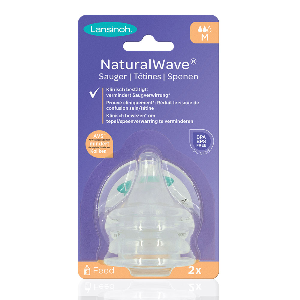 Lansinoh Natural Wave Tétine M Débit Moyen x2