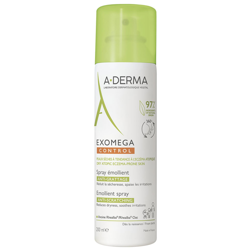 A-Derma Exomega Control Spray Emollient Anti-Grattage Peaux Sèches à Tendance à L'Eczéma Atopique 200ml