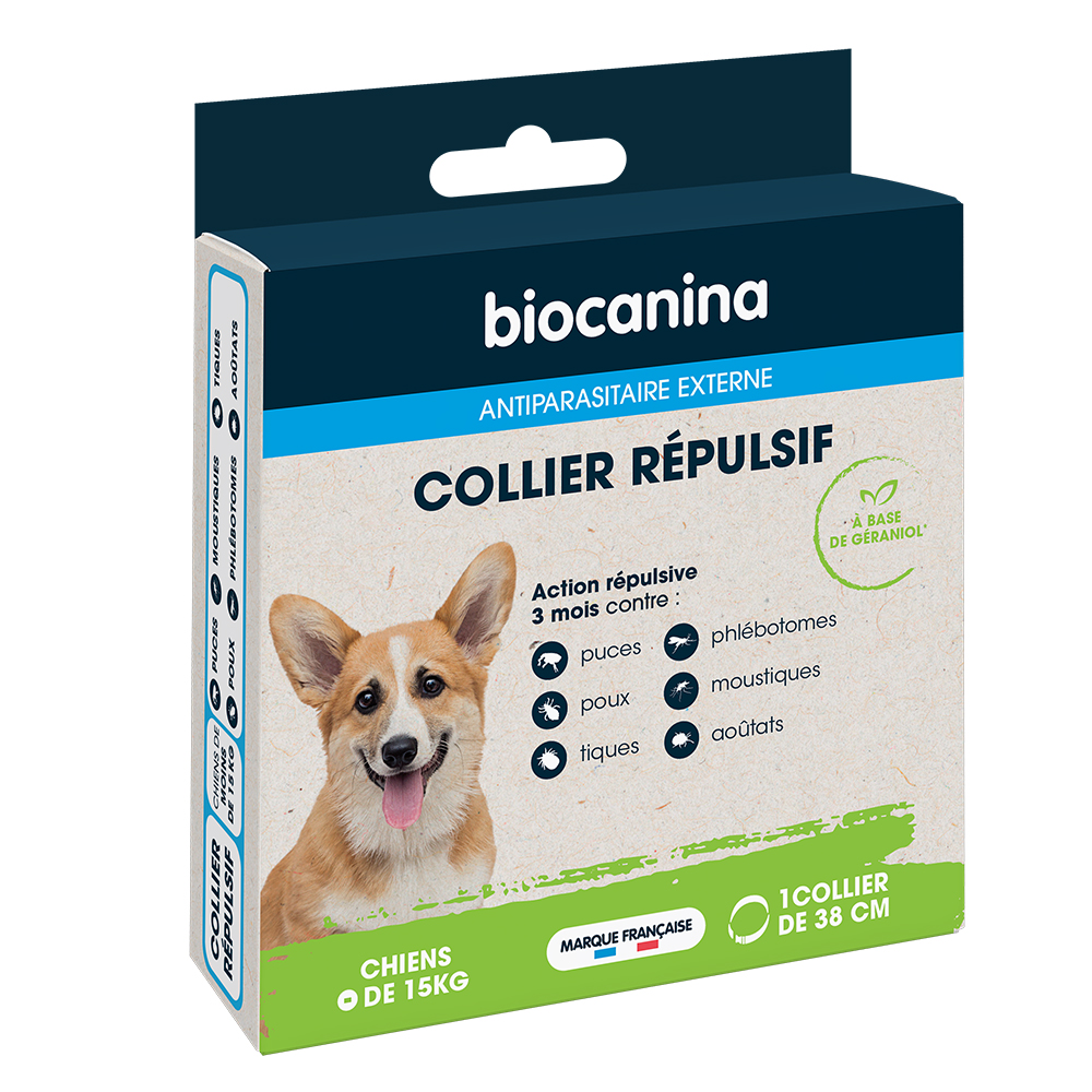 Biocanina Antiparasitaire externe Collier répulsif chien poids inférieur à 15kg x1