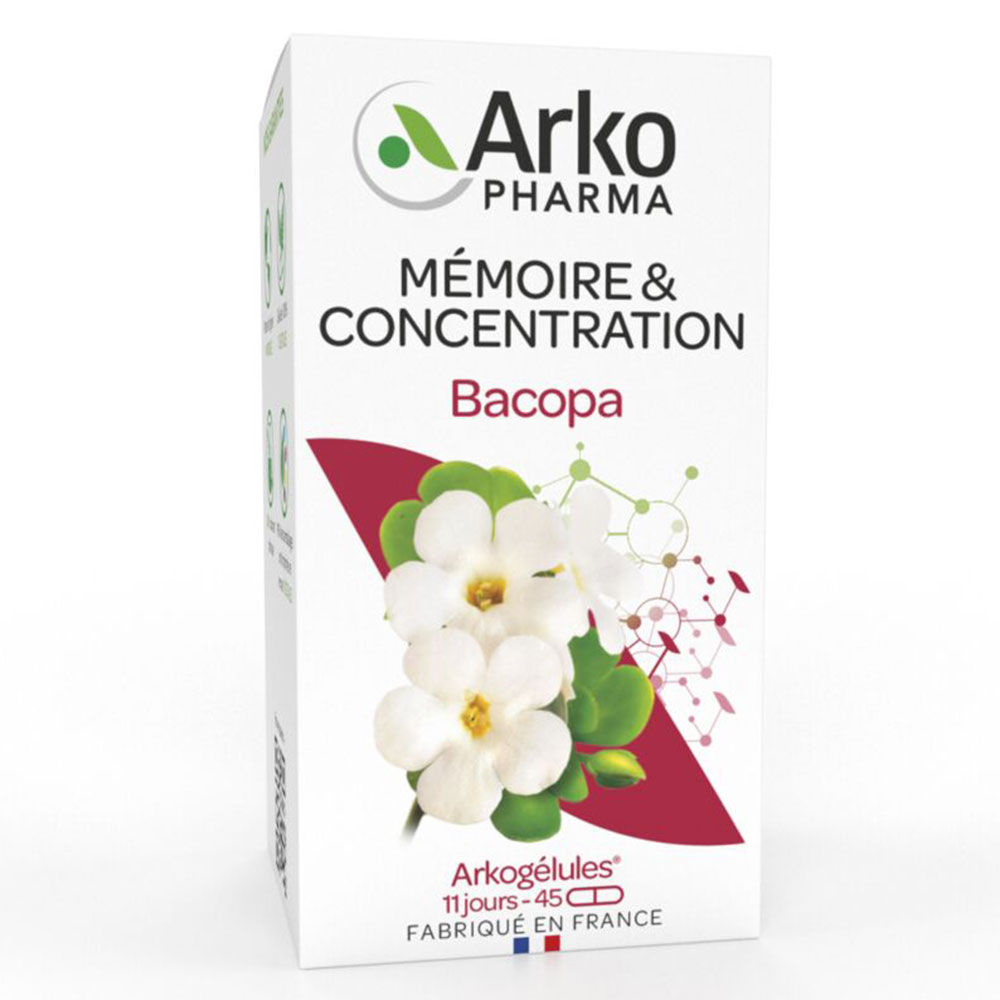 Arkopharma Arkogélules Bacopa Mémoire et Concentration 45 Gélules
