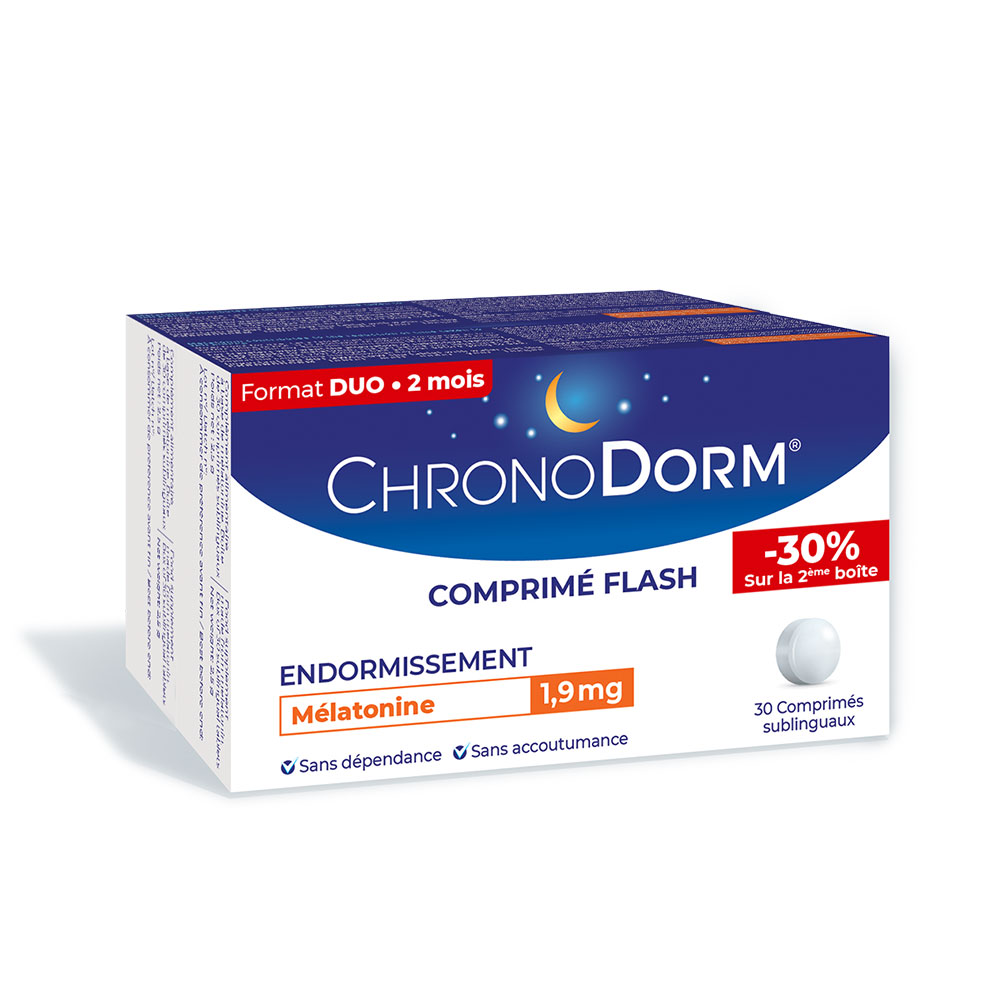 Chronodorm Mélatonine 1.9mg Flash 2x30 Comprimes Sublinguaux