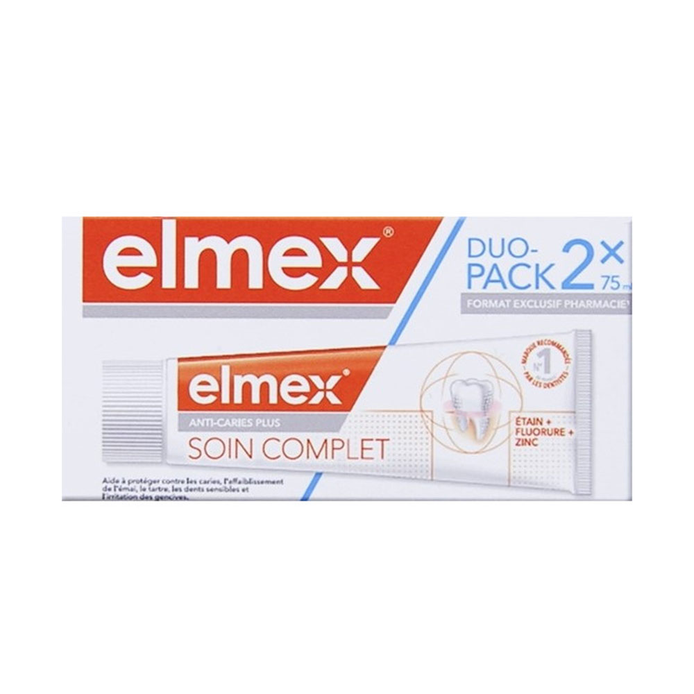 Elmex Anti-caries Plus Dentifrice Soin Complet 2x75ml