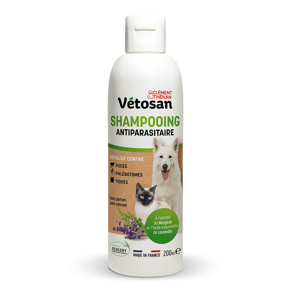 Lotion Antiparasitaire 200ml Vétosan A l'Extrait d'Huile de Jojoba Bio Pour Chats et Chiens Clement-Thekan