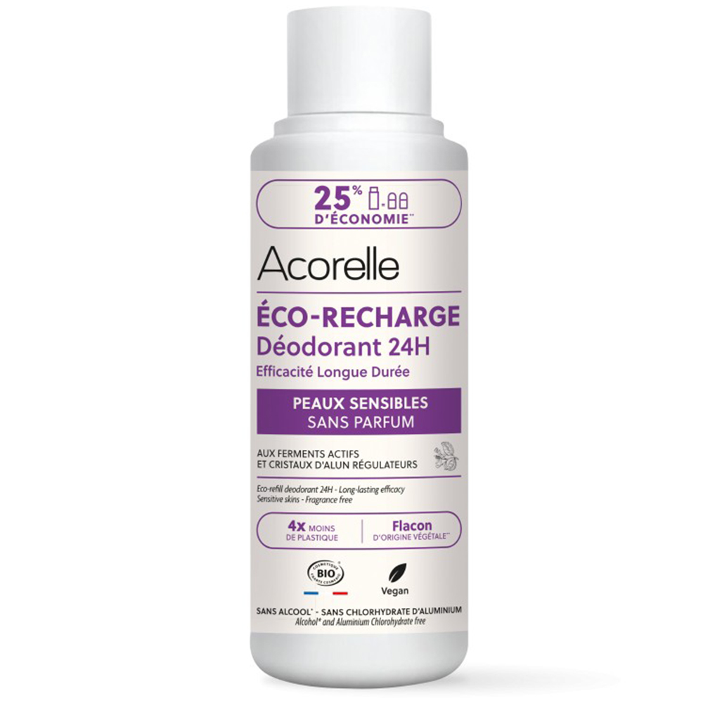 Acorelle Recharge déodorant roll-on 24h efficacité longue durée Peaux sensibles 100ml