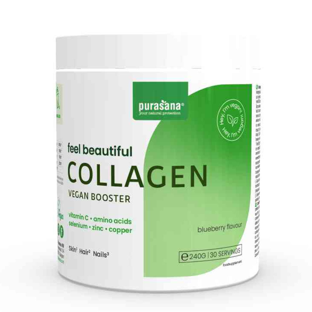 Purasana Collagène Complexe Feel Beautiful Poudre Beauté Vegan Saveur Myrtille 240g
