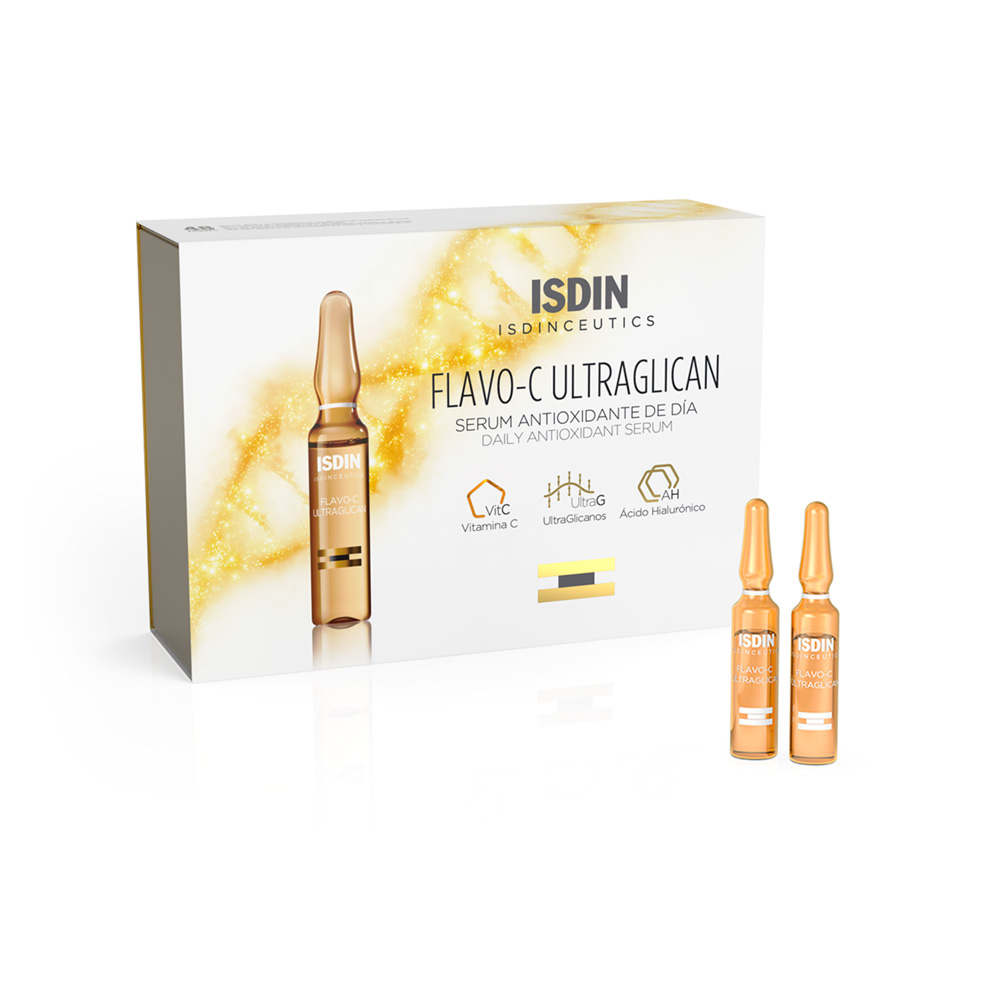 Isdin Flavo-C Ultraglican Sérum visage antioxydant à la vitamine C 30 ampoules x 2ml