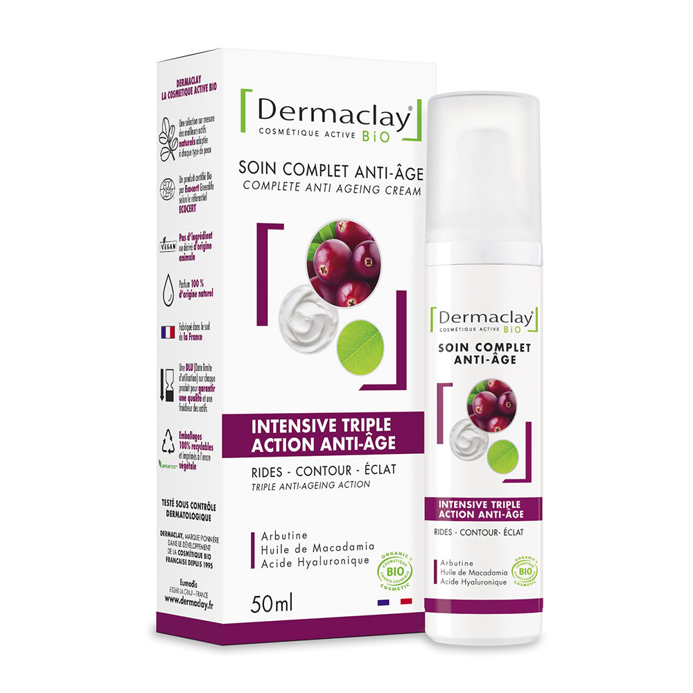 Dermaclay Crème intensive triple action anti-âge rides-contour-éclat BIO 50ml Dermaclay 50ml