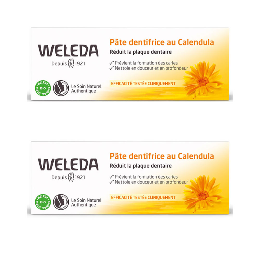 Weleda Calendula Pâte Dentifrice Réduit La Plaque Dentaire 2x75ml