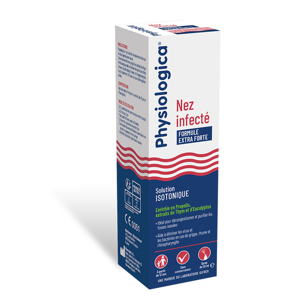 Gifrer Physiologica Nez Infecté Solution Isotonique Formule Extra Forte Dès 12 Ans 20ml