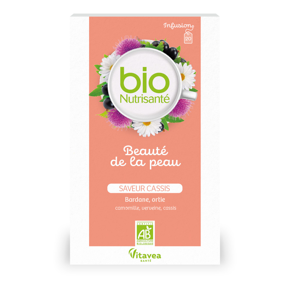 Vitavea Santé BioNutrisanté Infusion bio Beauté de la peau saveur Cassis 20 sachets