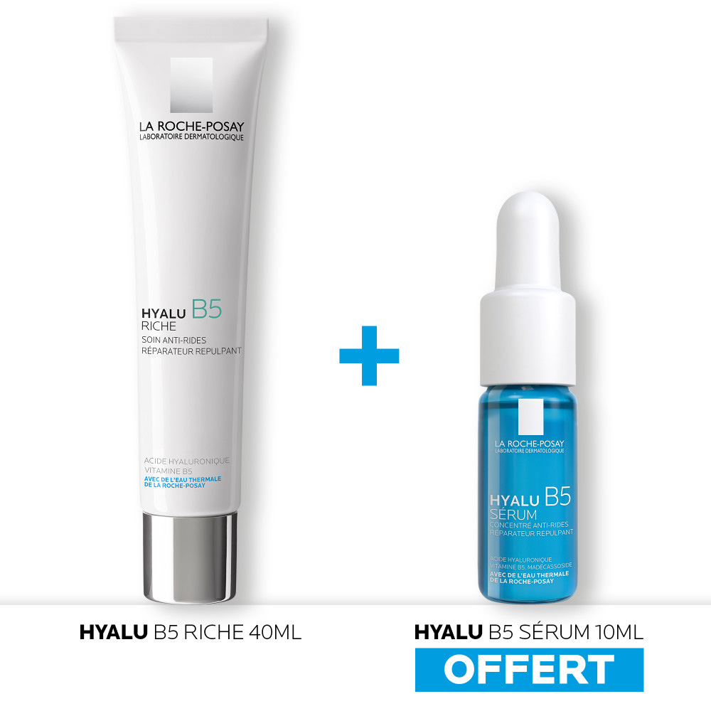 La Roche-Posay Hyalu B5 Soin Riche Anti-rides Réparateur Repulpant 40ml + Sérum 10ml