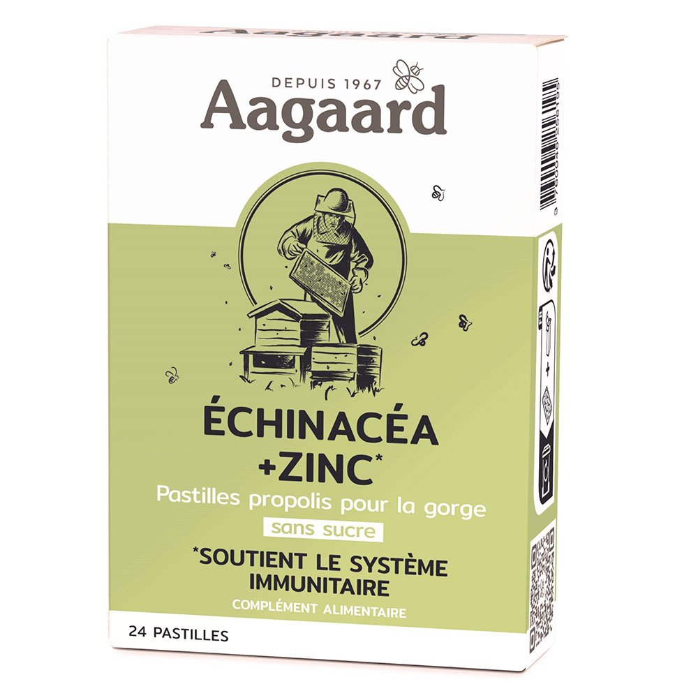Aagaard Pastille Au Propolis Sans Sucre Echinacéa + Zinc 24 Pastilles