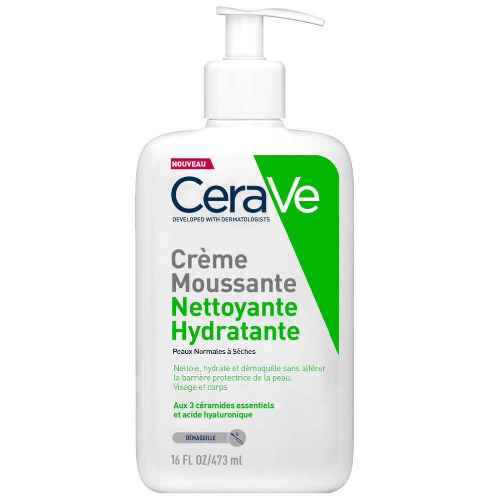 Cerave Cleanser Visage Creme Moussante Nettoyante Hydratante Peaux Normales à Sèches 473ml