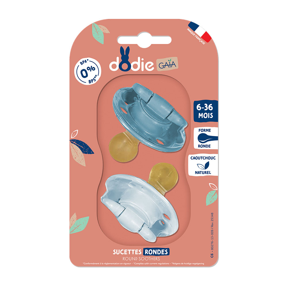 Dodie Gaia Sucettes Rondes Anatomiques 6 à 36 Mois x2