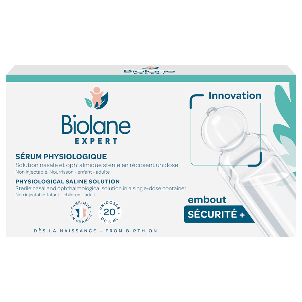 Biolane Expert Sérum Physiologique Solution nasale stérile 20 unidoses de 5ml