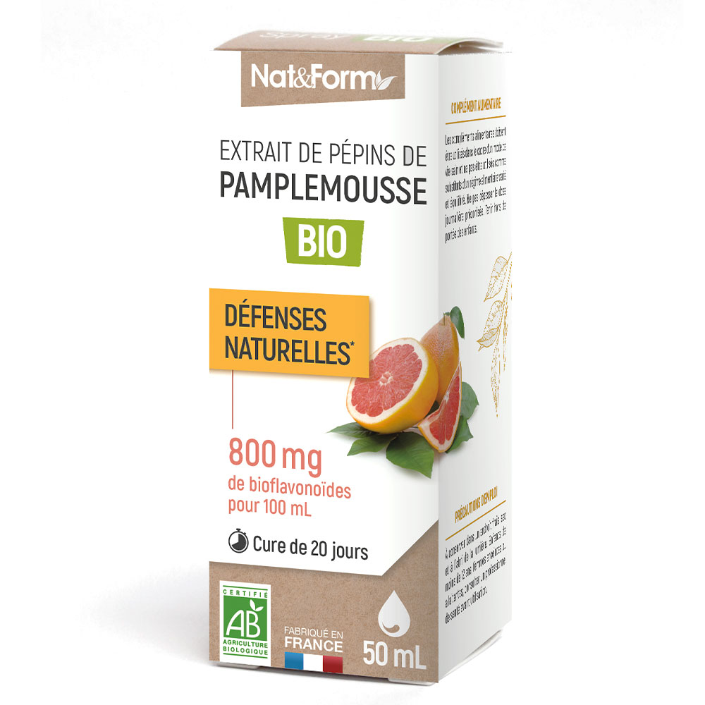 Nat&Form Extrait de Pépins de Pamplemousse Bio Défenses Naturelles 50ml