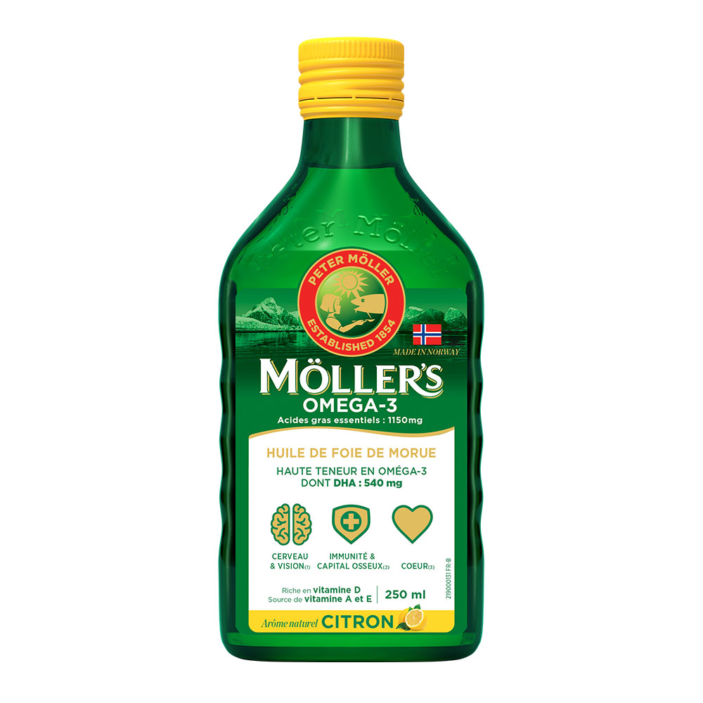 Moller'S Oméga-3 Huile De Foie De Morue Arôme Naturel Citron 250ml