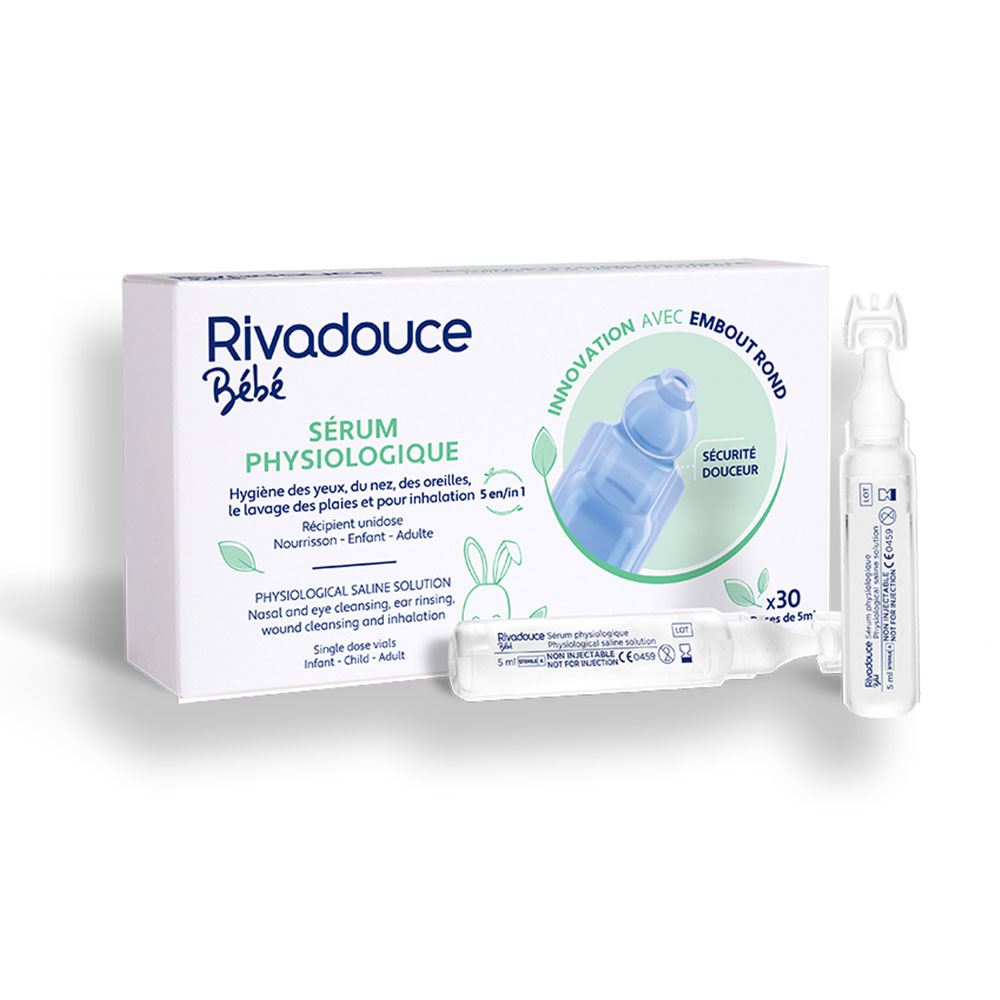 Rivadouce Sérum Physiologique Embout Rond Nourrissons, Enfants et Adultes 30 Unidoses de 5ml