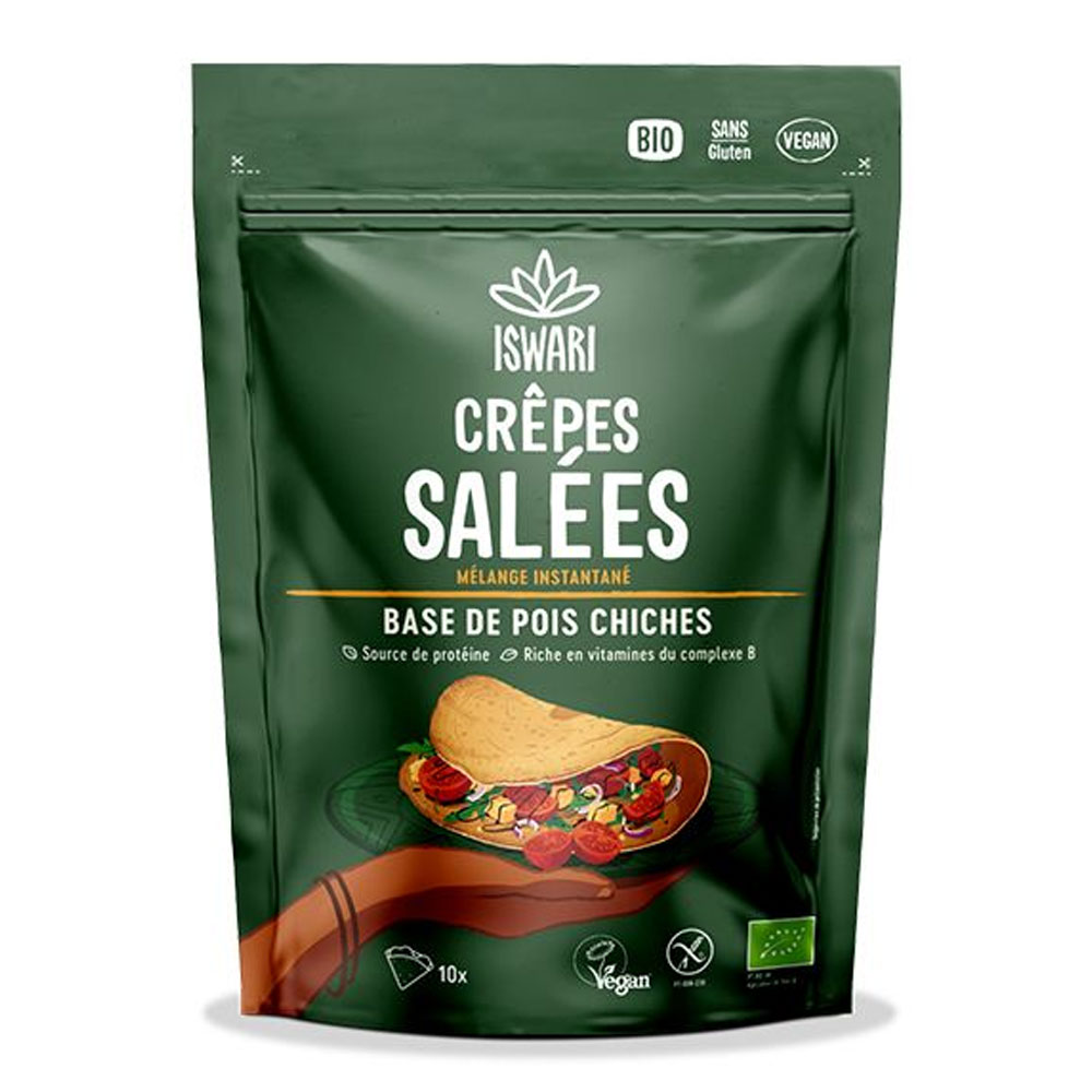 Iswari Crêpes Salées Mélange Instantané Base de Pois Chiches 250g